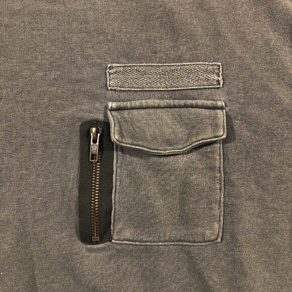 H&M Divided Mens S Green Crew Neck Long Sleeve Chest Pocket Pullover Sweatshirt - Picture 4 of 8